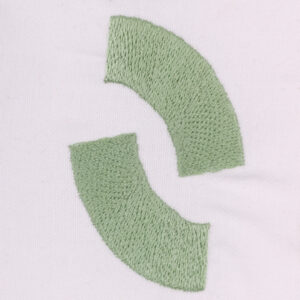 Embroidery patch repair curves in green